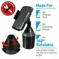 360 Degree Rotatable Adjustable Weather Cup Holder Car Mount Tech Holder for Cell Phone,Black