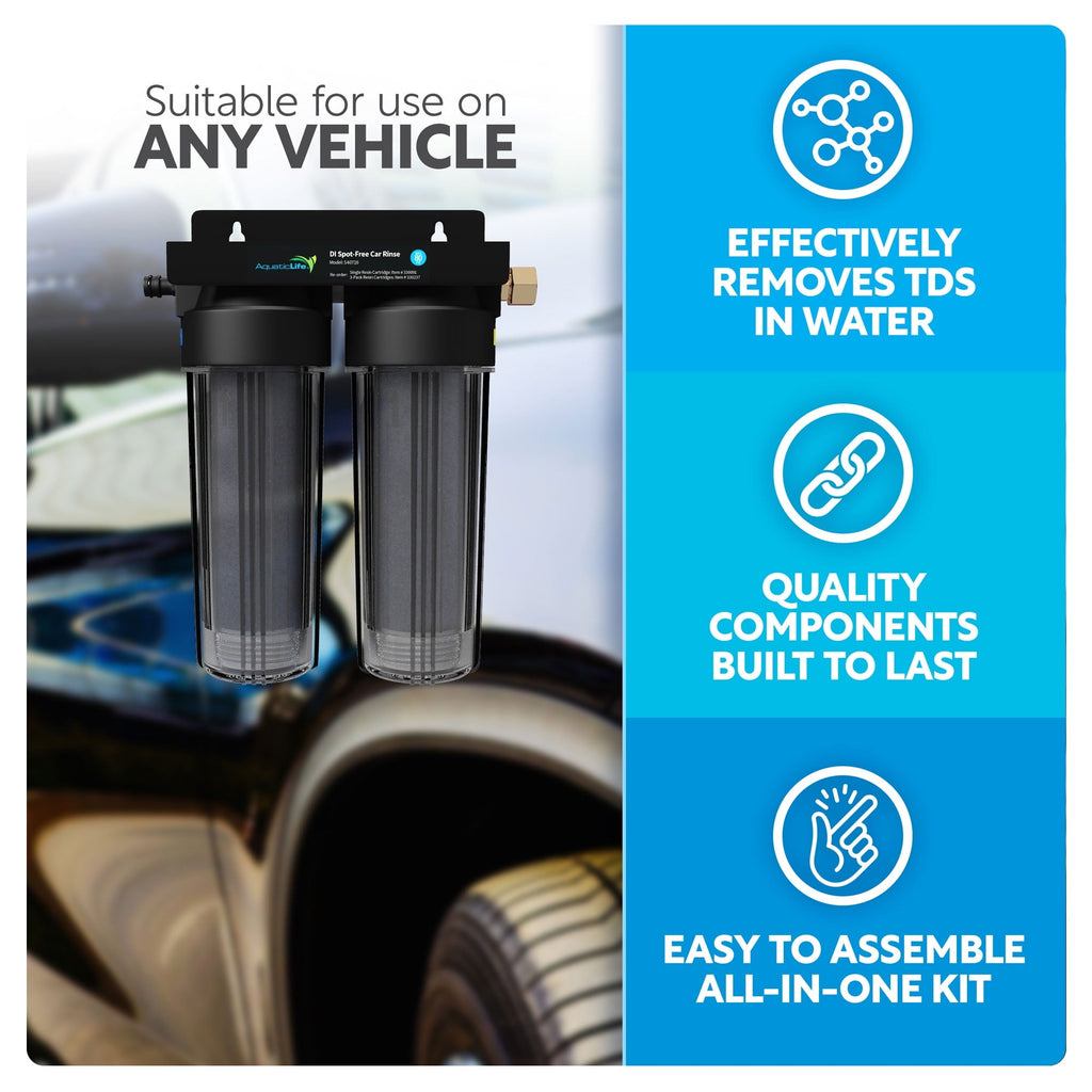 AQUATICLIFE Deionized Spot-Free Car Rinse PLUS - Premium Water Deionizer for Car Washing - Spotless Car, RV, and Motorcycle Wash System w/Hose