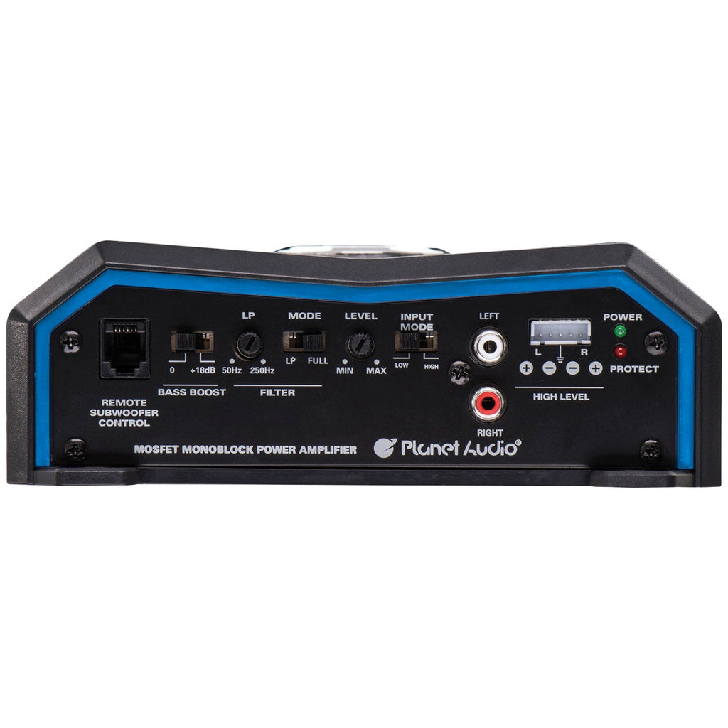 Planet Audio PL1500.1M Pulse Series Car Audio Amplifier - 1500 High Output, Monoblock, 2/8 Ohm, High/Low Level Inputs, Low Pass Crossover, Hook up to Stereo and Subwoofer