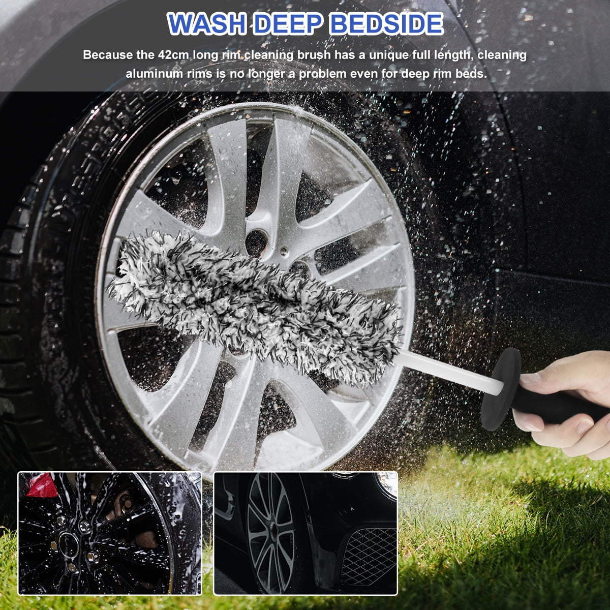 Relax Car Wheel Cleaning Brush Tool,Tire Cleaner 16.5 Inch Non-Slip Handle for Car Cleaning