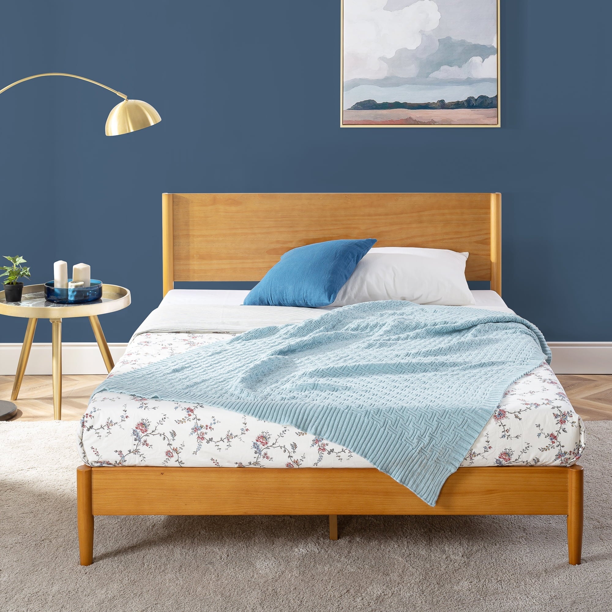 Zinus Allen 35" Mid Century Wood Platform Bed Frame, Queen