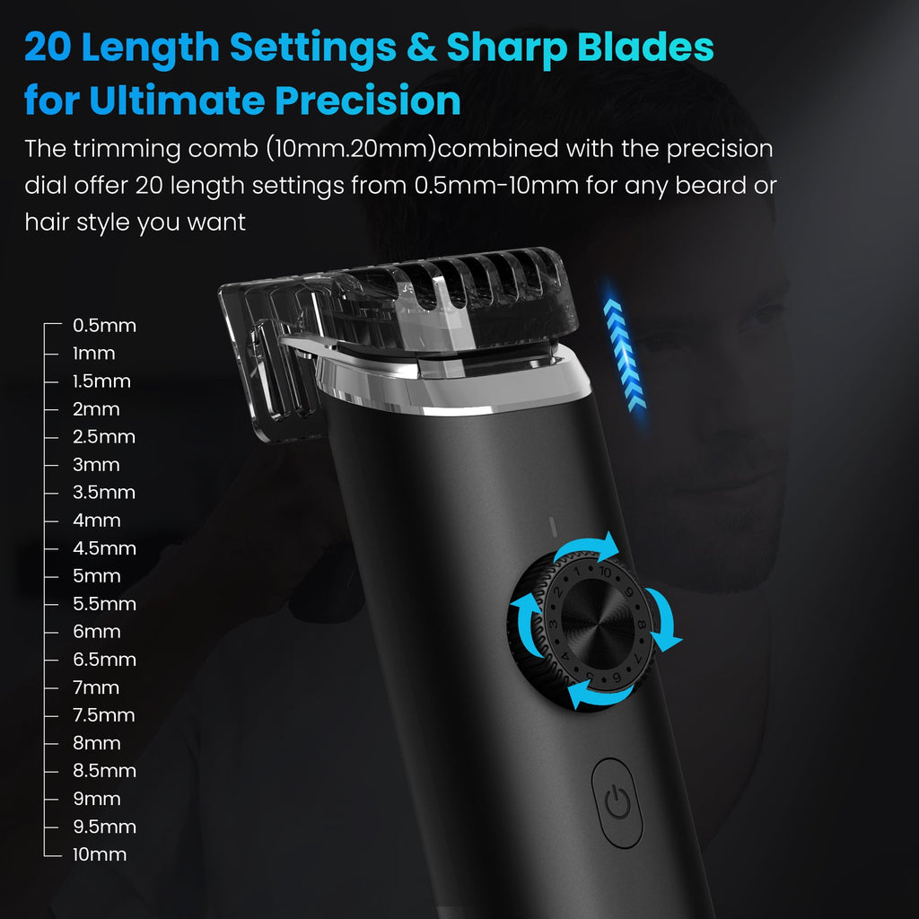 Sejoy Men's Beard Trimmer,Hair Clippers, Waterproof Electric Nose Haircut Mustache Body Trimmer Cordless Foil Shaver Grooming Kit,USB Rechargeable and LED Display Home Travel,Black
