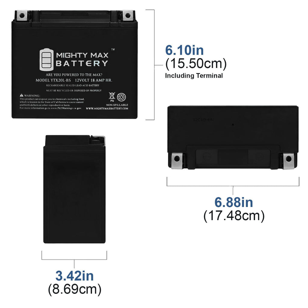 YTX20L-BS Battery Replacement for Yamaha 1000 RS1000S, RS 2006-2014