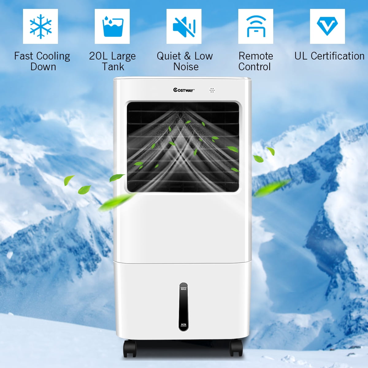 Costway Evaporative Portable Air Cooler Fan & Humidifier w/ Remote Control 7.5 Timer