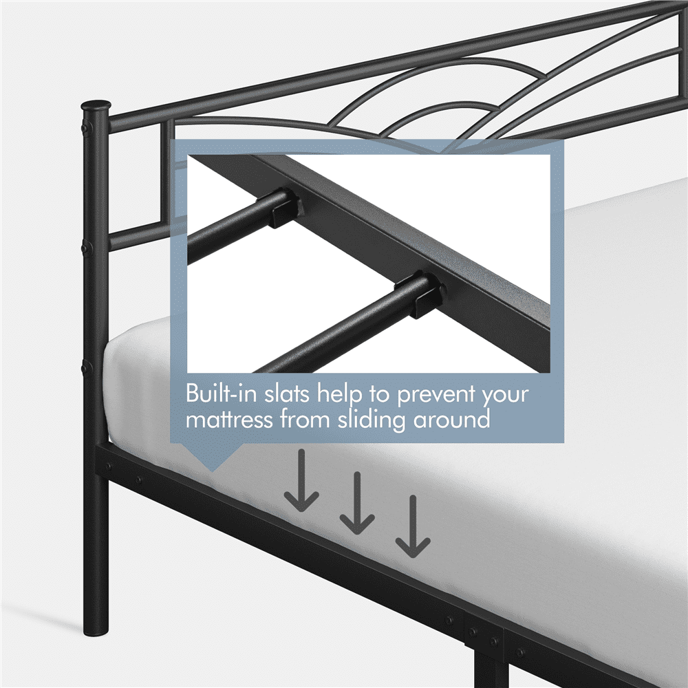 Easyfashion Skylar Cloud-Inspired Design Metal Bed, Queen, Black