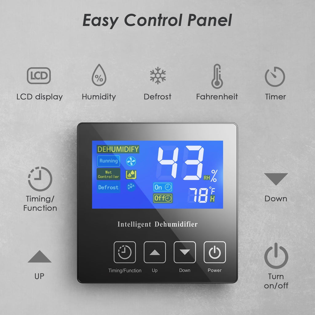 ANDTE 145 Pints Commercial Dehumidifier, Crawl Space Dehumidifier for Basement with 6.56ft Drain Hose and 24 Hr Timer, Compact, Portable, Auto Defrost, Memory Starting