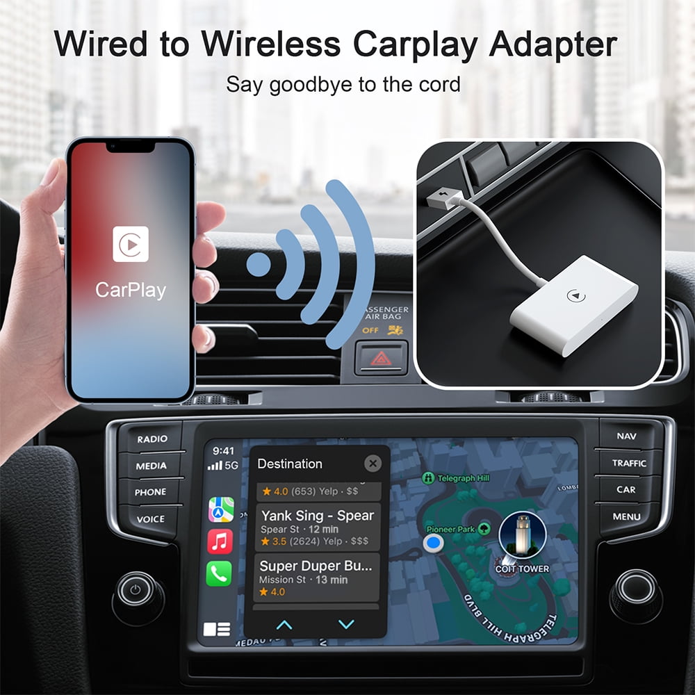 Virwir Wireless Apple Carplay Adapter, For Iphone Factory Wired Apple CarPlay Car Plug-and-Play (Please Check If It Fits Your Car Before Buying!!!!)