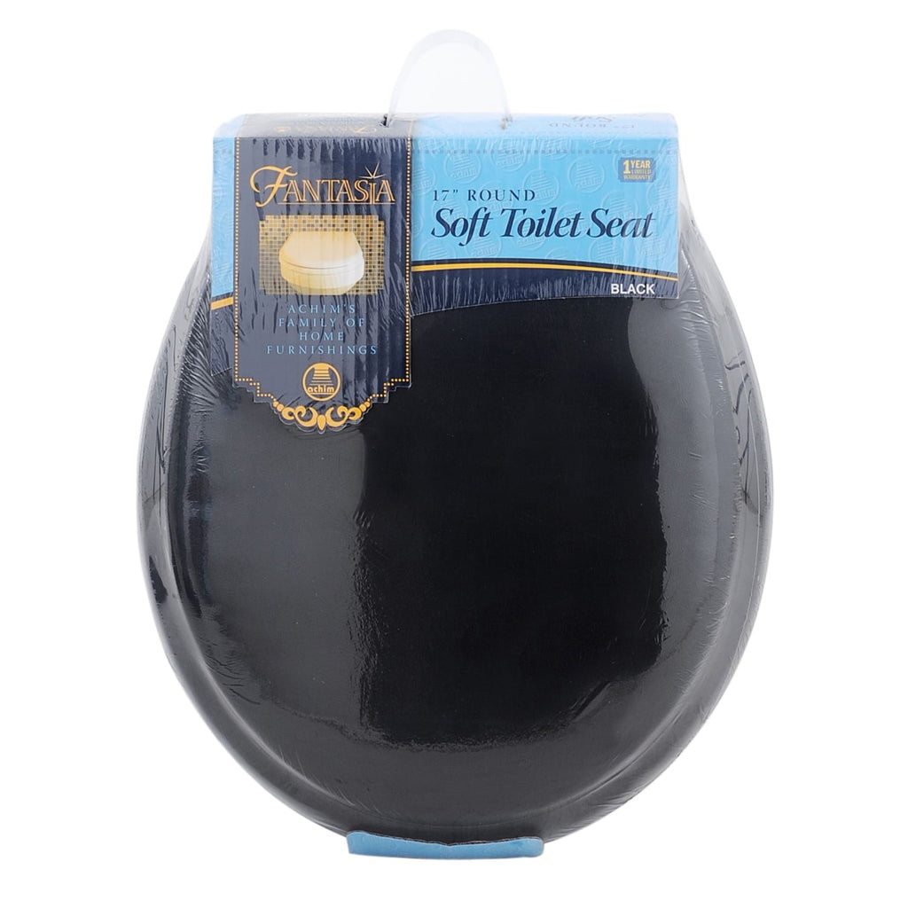 Achim Importing TOVYSTBK04 Fantasia Black Soft Standard Vinyl Toilet Seat- 17 in.