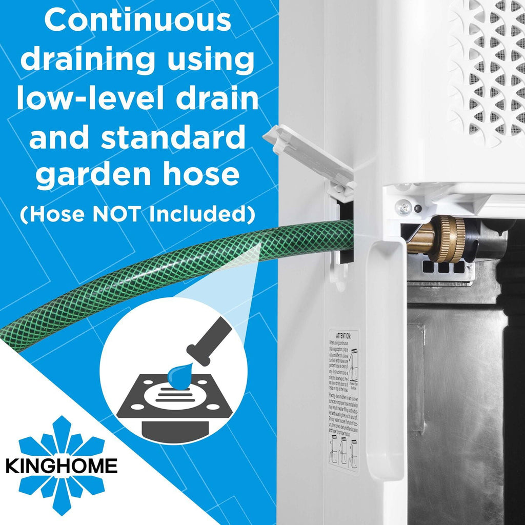 Kinghome Energy Star 35-Pint Portable Dehumidifier | Removes Moisture in Garages, Basements, Living Rooms, Large Areas up to 3,500 Sq.Ft. | LED Display | Removable Tank | KHD35BW