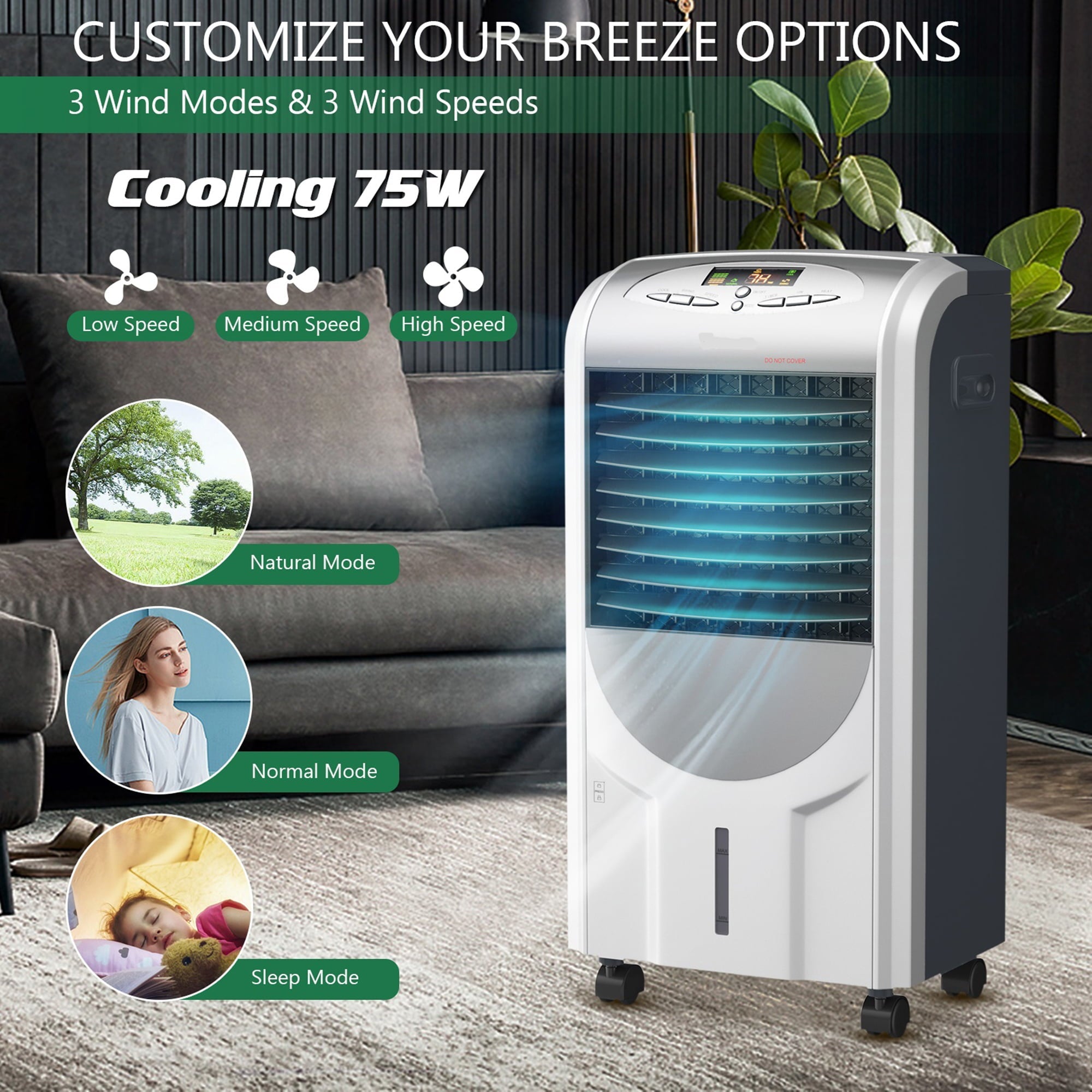 Gymax Air Cooler Heater Portable Evaporative Fan Filter Humidifier
