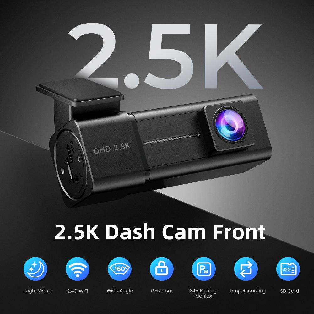 Ecomoment Dash Cam Front 2.5K Car Camera, 2560x1440P Dash Camera for Cars, Mini Dashcams with 32G SD Card, WiFi APP Control, Night Vision, 24H Parking Mode, Loop Recording, G-Sensor,WDR, Uber