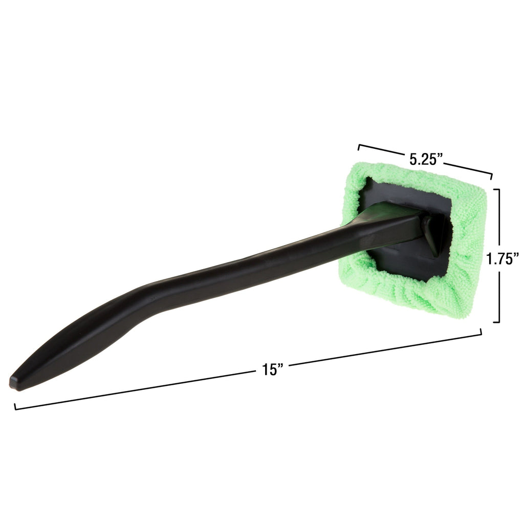 Windshield Cleaner with Microfiber Cloth, Handle and Pivoting Head- Glass Washer Cleaning Tool for Windows By Stalwart (Green)