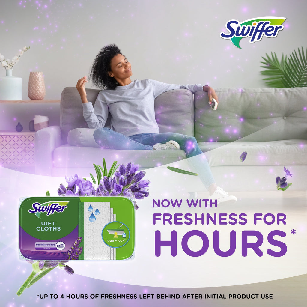 Swiffer Wet Mopping Cloths, Lavender, 12 Count