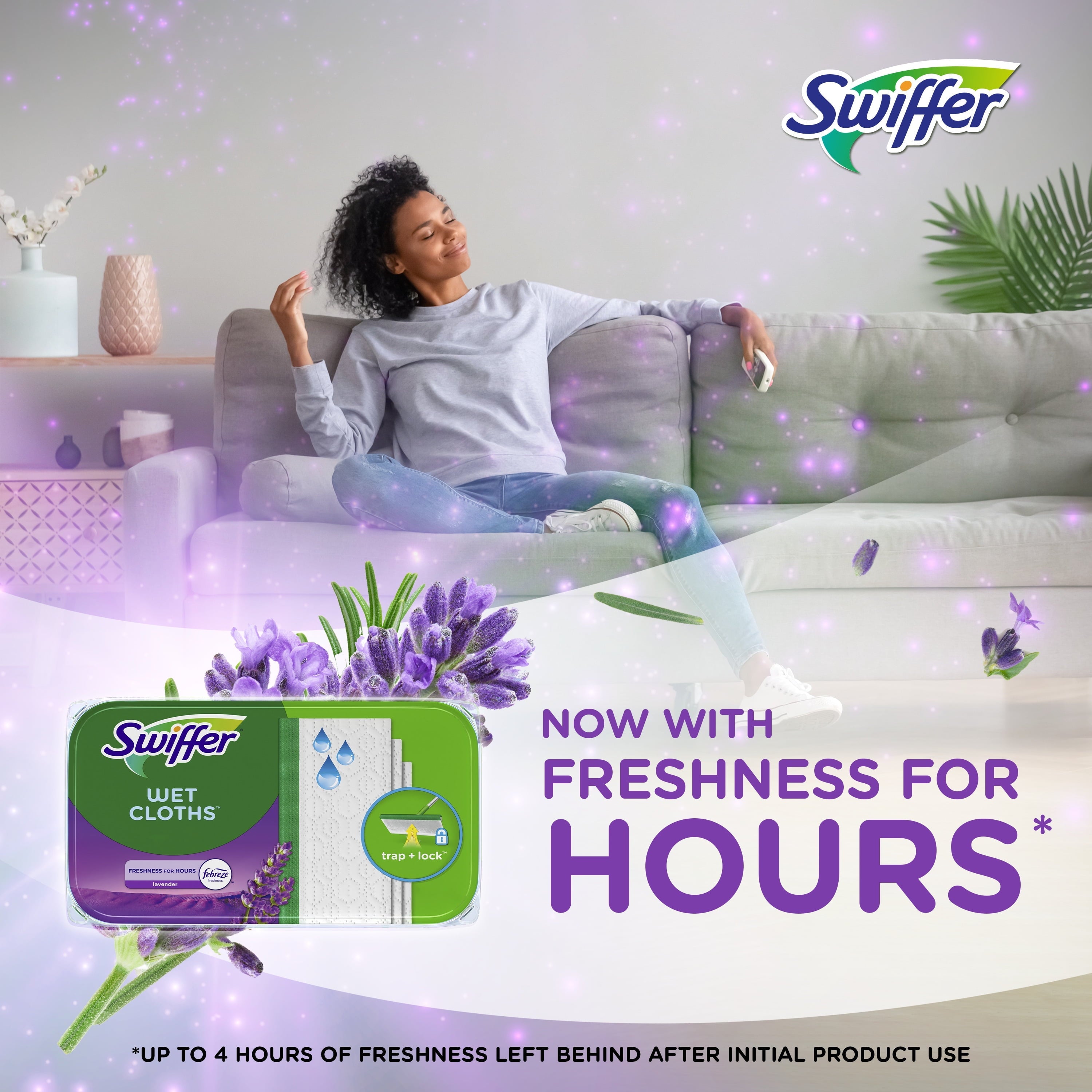 Swiffer Wet Mopping Cloths, Lavender, 12 Count