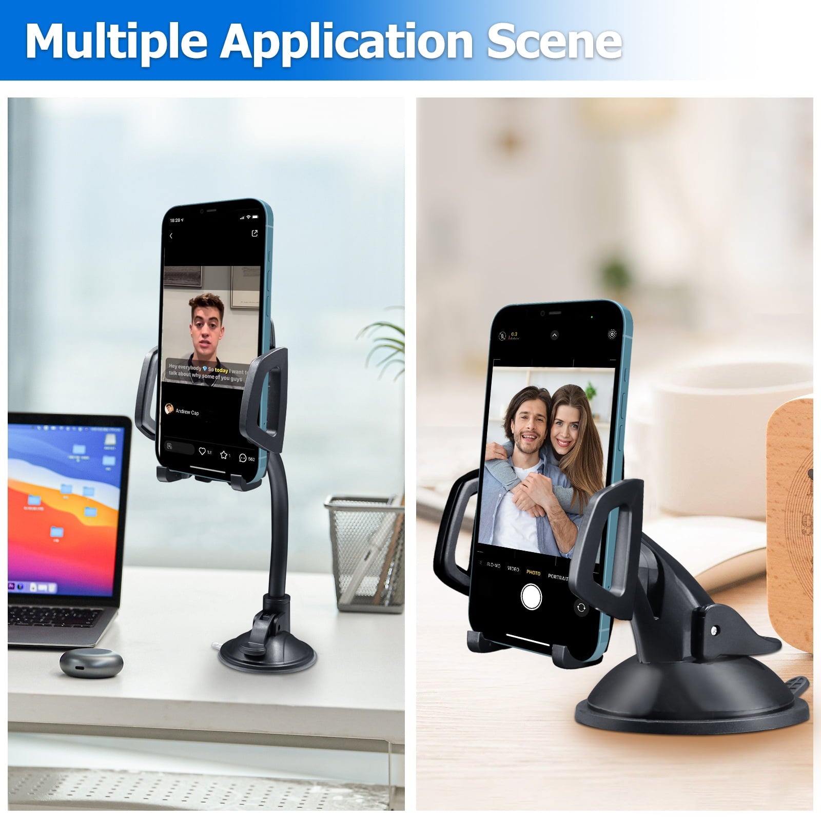 3 in 1 Car Phone Holder Mount | Car Air Vent Holder & Dashboard Mount & Windshield Mount | Phone Mount for Car | Universal For All Smartphones & Tablets | iPhone 12 11 X XR 7/7 Plus, Samsung Galaxy S