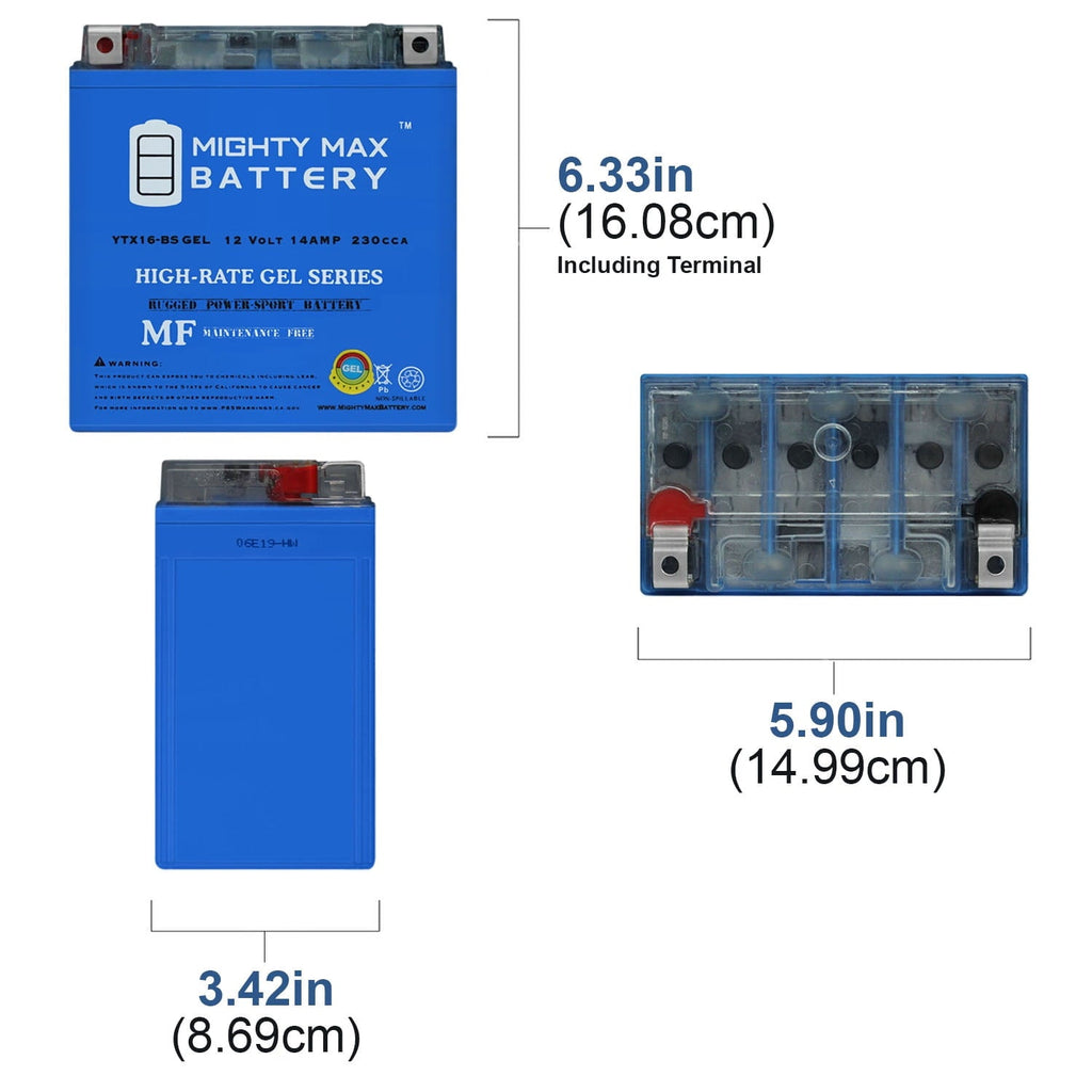 YTX16-BS GEL Battery for Suzuki 1500cc VL1500 Intruder C90 T 00-01