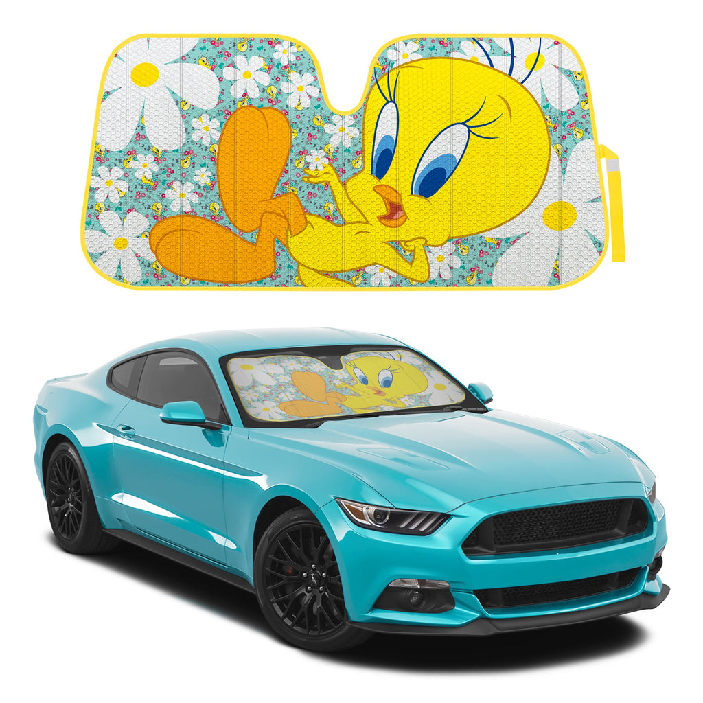 BDK Tweety Bird Front Windshield Auto Shade, Accordion Folding Auto Sunshade for Car Truck SUV-Blocks UV Rays Sun Visor Protector, Keeps Your Vehicle Cool-58 x 27 Inch