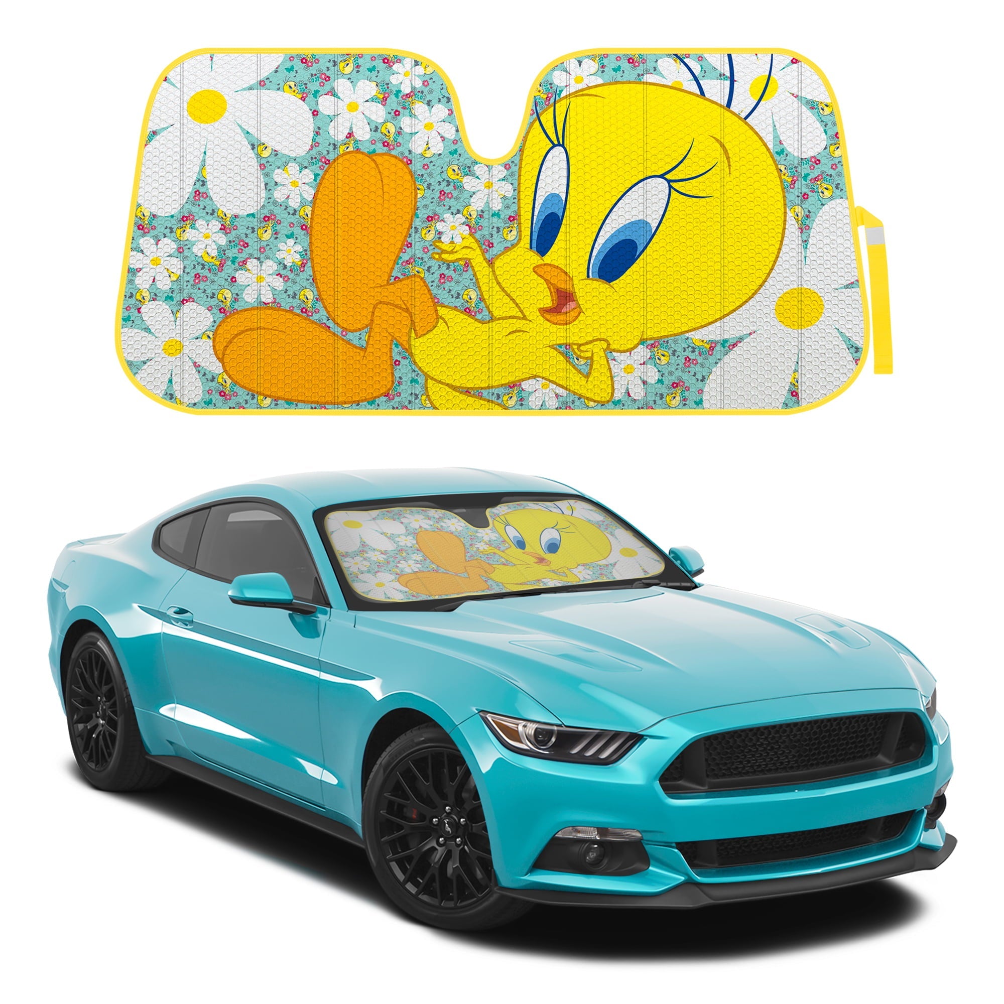 BDK Tweety Bird Front Windshield Auto Shade, Accordion Folding Auto Sunshade for Car Truck SUV-Blocks UV Rays Sun Visor Protector, Keeps Your Vehicle Cool-58 x 27 Inch