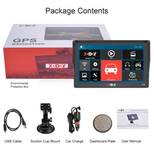 XGODY Car GPS Navigation 9 inch Truck GPS Navigator for Car Sat Nav with Real Voice Spoken Alarm, Lifetime Free Map Update, 8GB 256M