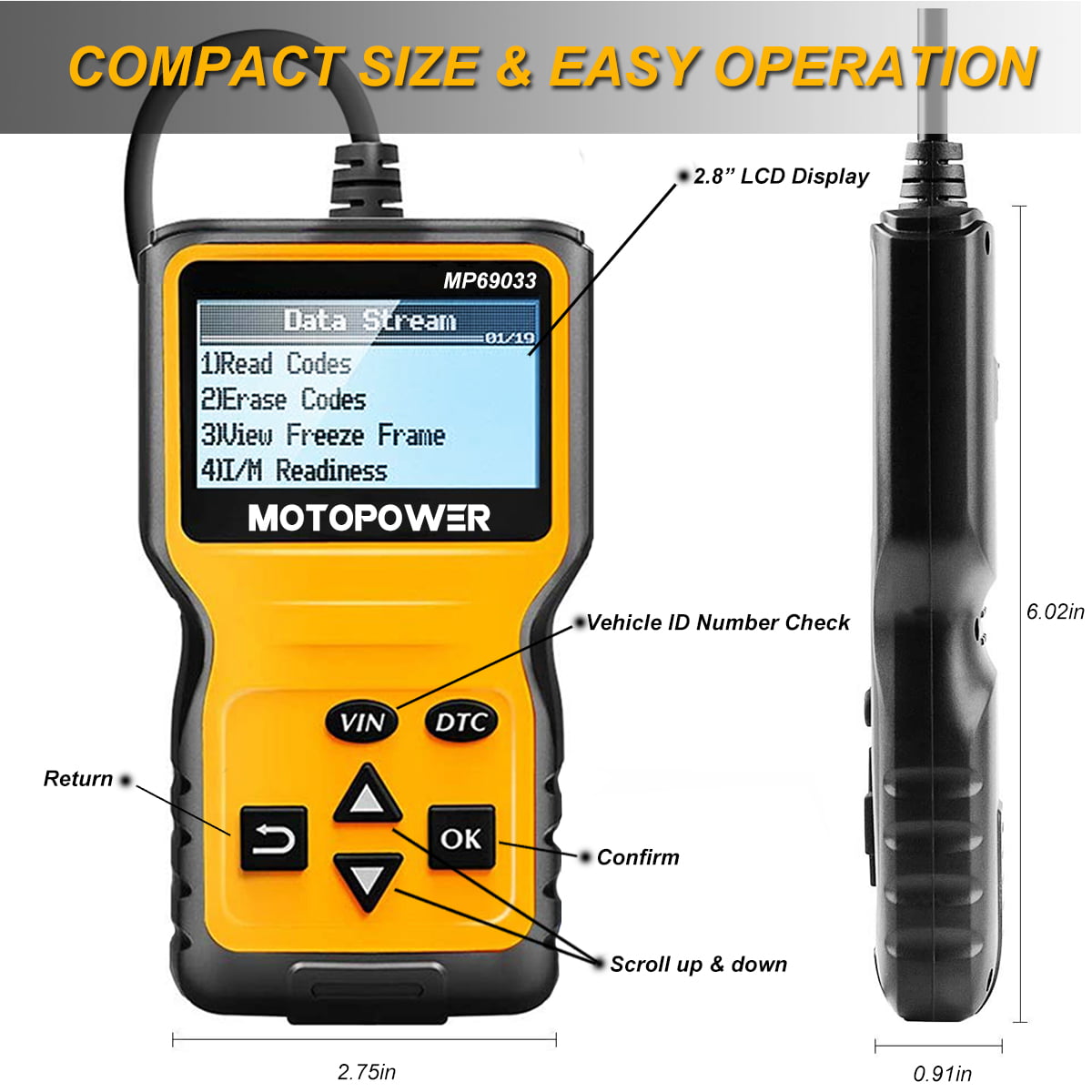MOTOPOWER Car OBD2 Code Reader OBD2 Scanner Engine Fault Code Reader Car Diagnostic Scan Tool