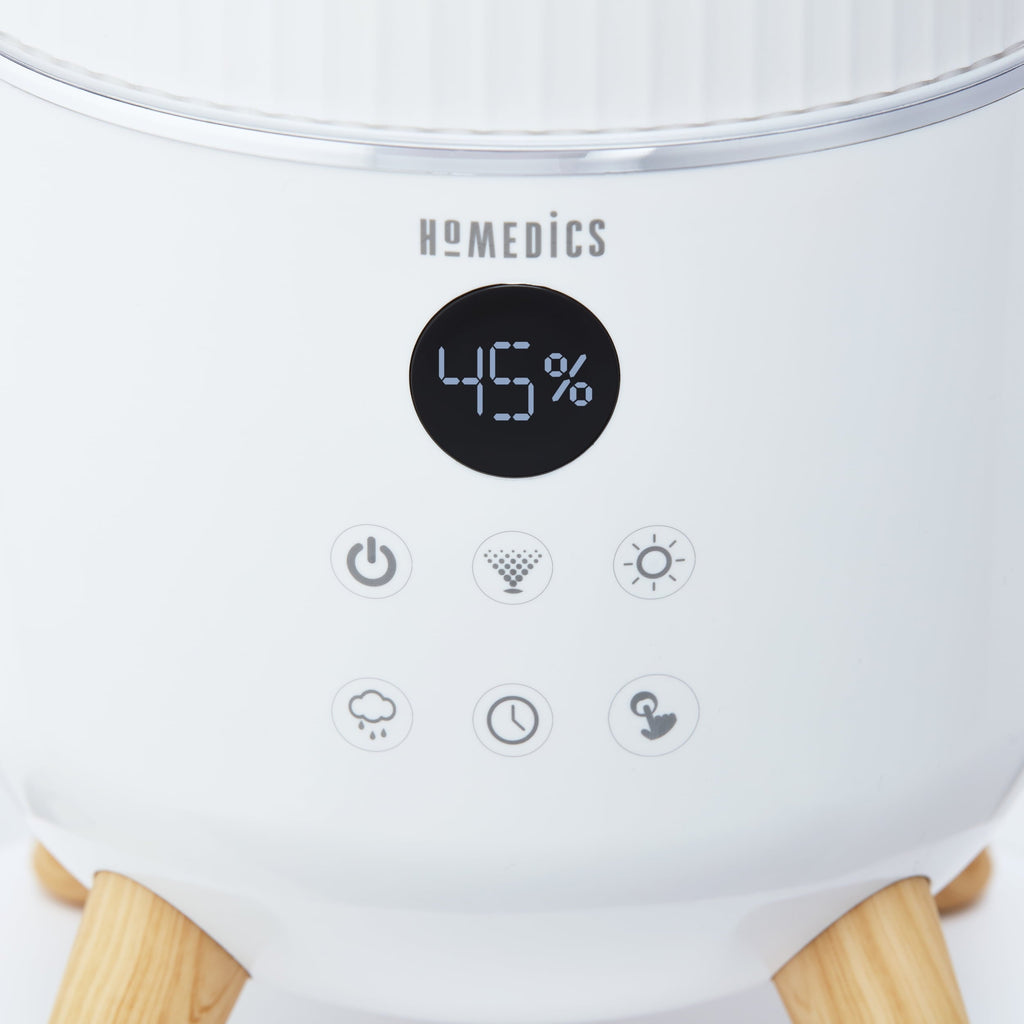 HoMedics Total Comfort Deluxe Ultrasonic Humidifier Top Fill, Large Humidifier for for Bedroom, Plants, Office - Top-Fill 1.47 Gallon White UHE-CMTF91