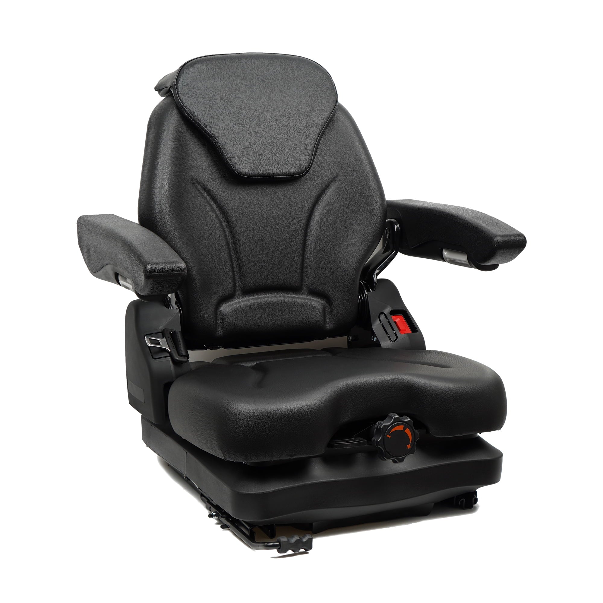 TICSEA Highback Tractor Seat with Low Suspension, Adjustable Backrest Headrest and Slide Rails Forklift seat, Adjustable Armrests Shock Absorber Heavy Duty for Zero Turn Lawn Mower