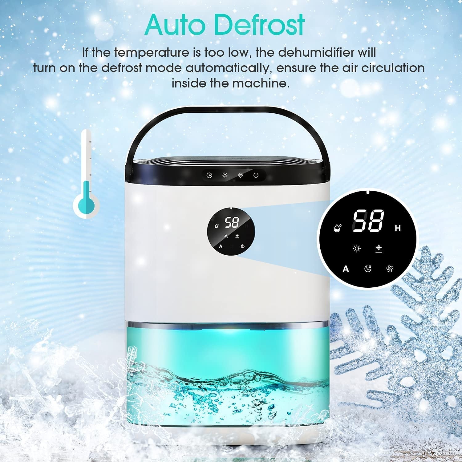 KLOUDIC 78oz 2300ml Dehumidifier for Home 4500 Cubic Feet 480 Sq ft Portable Ultra Quiet Dehumidifiers