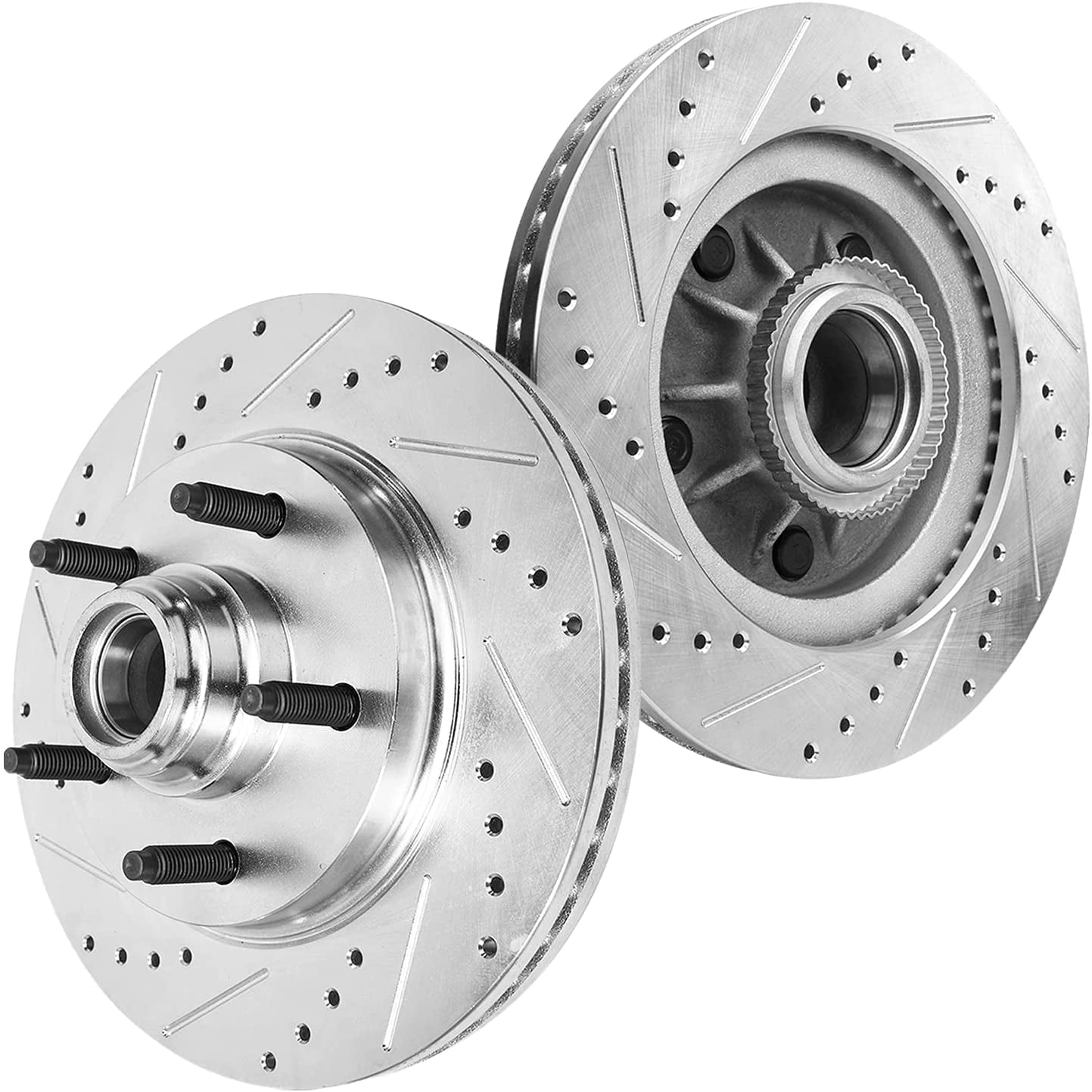 Detroit Axle - 12.13" (308mm) Front Drilled and Slotted Brake Rotors Replacement for Ford F-150 Lincoln Blackwood Fits select: 2000-2003 FORD F150