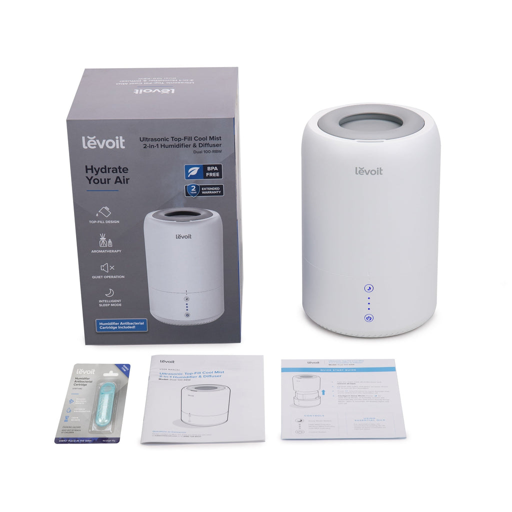 Levoit 1.8L 260 sq ft Cool Mist Humidifier for Room, White
