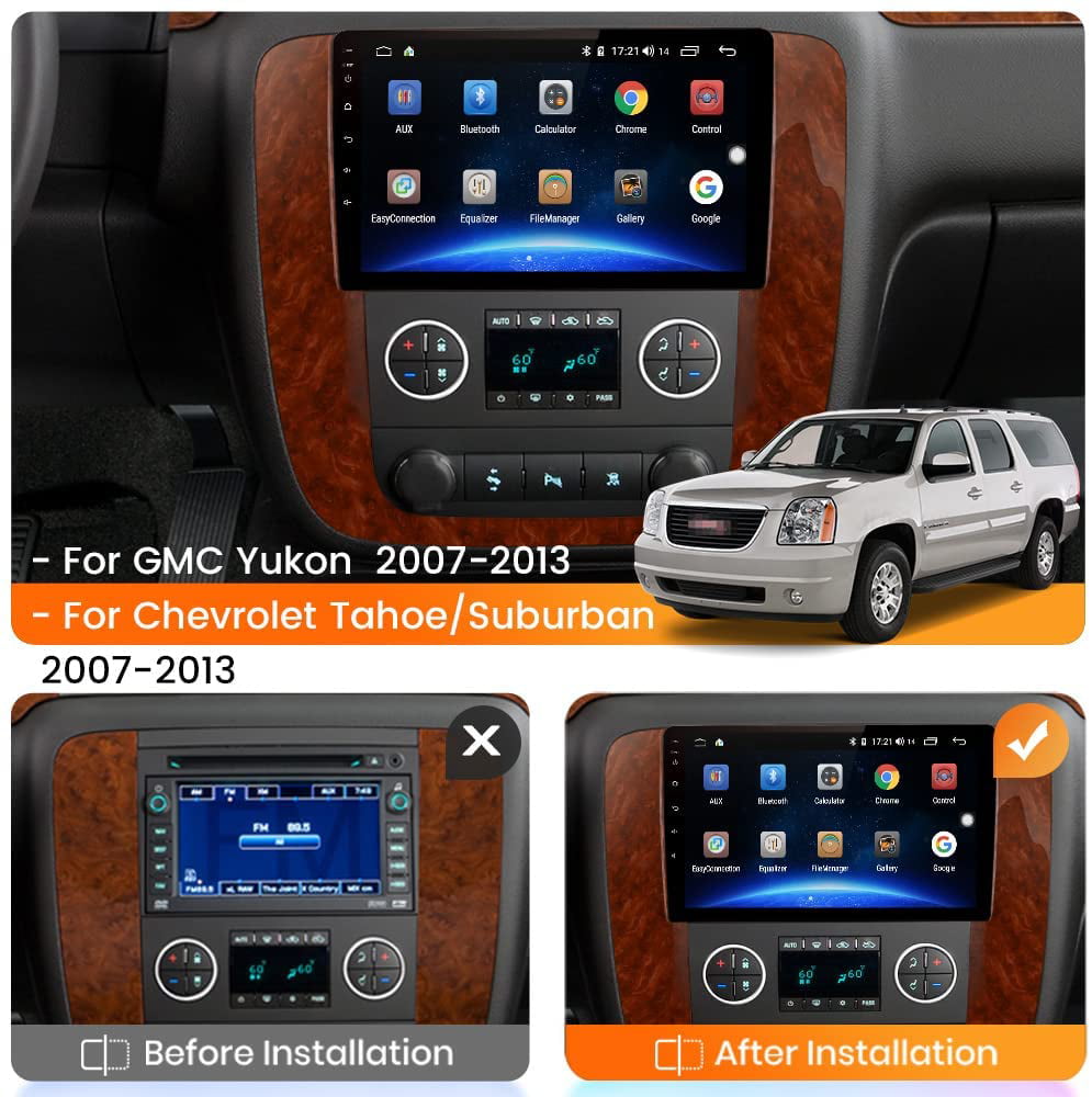 AWESAFE Car Radio Stereo for GMC Yukon Chevrolet Chevy Tahoe Suburban 2007-2012 with Built in Apple CarPlay Andriod Auto
