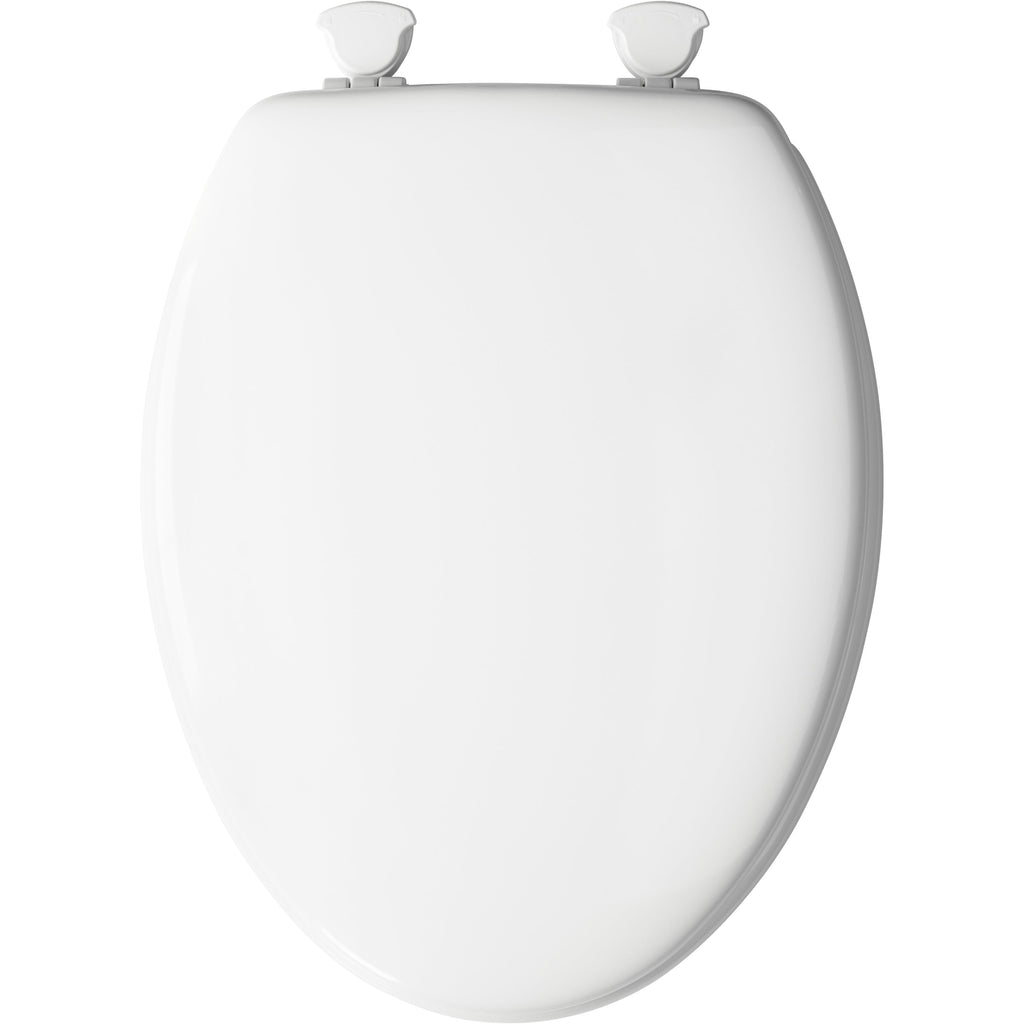 MAYFAIR Elongated Enameled Wood Toilet Seat in White with Easy•Clean & Change® Hinge