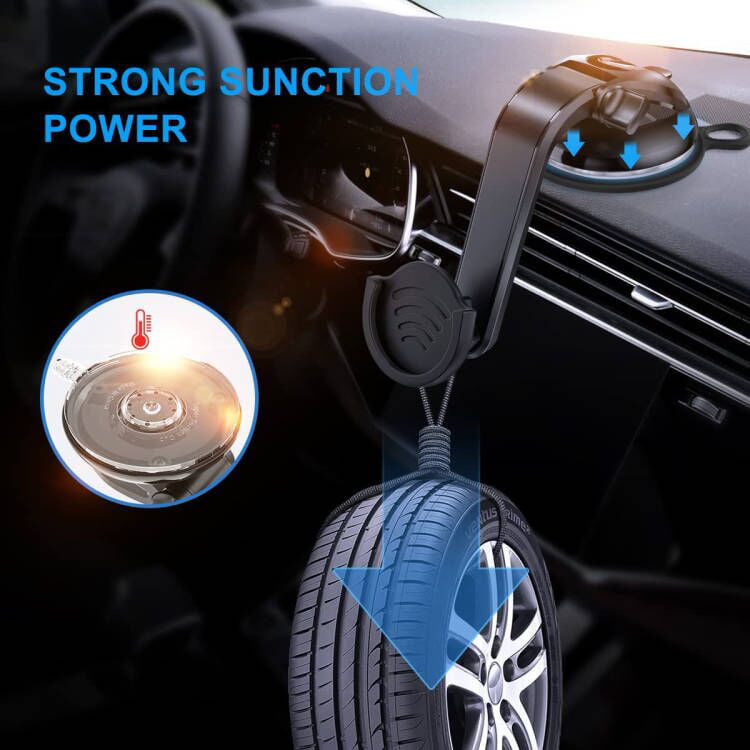 Suction Cup Phone Holder for Socket, pop-tech Dashboard Car Phone Mount for Collapsible Grip & Sticky Adhesive for Expanding Stand Black