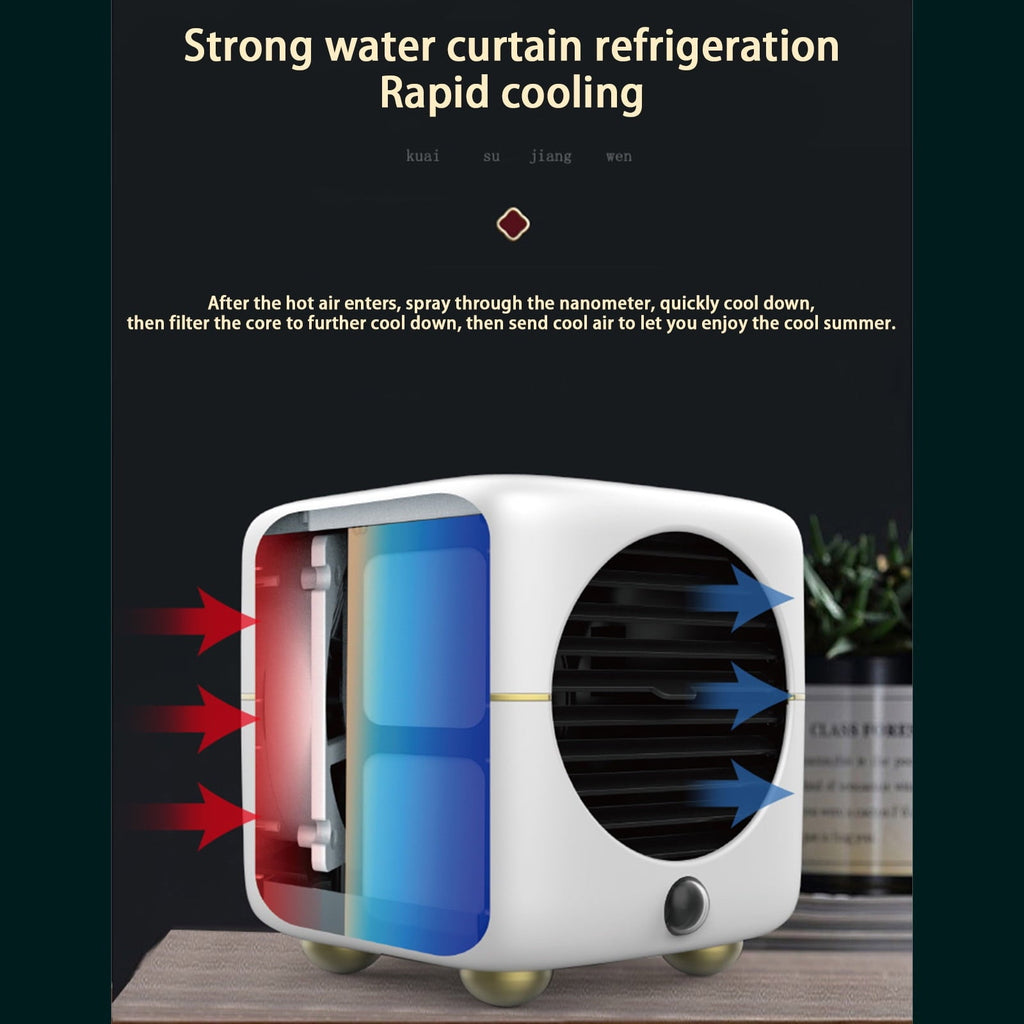 SDJMa Portable Air Conditioner, 3-IN-1 Evaporative Air Cooler with 150ml Water Tank, Rechargable Battery Operated Fan, Adjustable 4-Speed Mini Desk Fan with USB for Room/Office/Camping