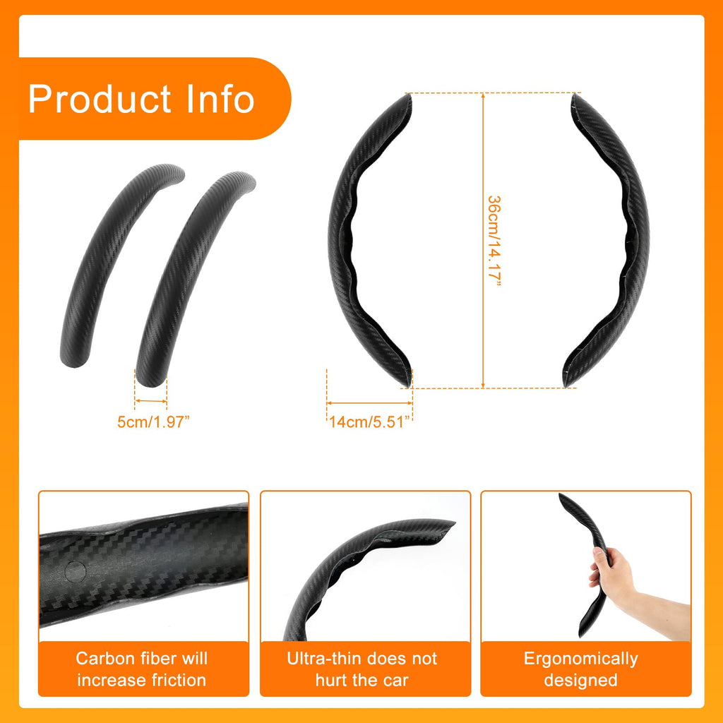 Protoiya Car Steering Wheel Cover,Carbon Fiber Textured Anti-Skid Auto Wheel Cover Protector Universal Car Accessories Reusable for 38cm Diameter Steering Wheel