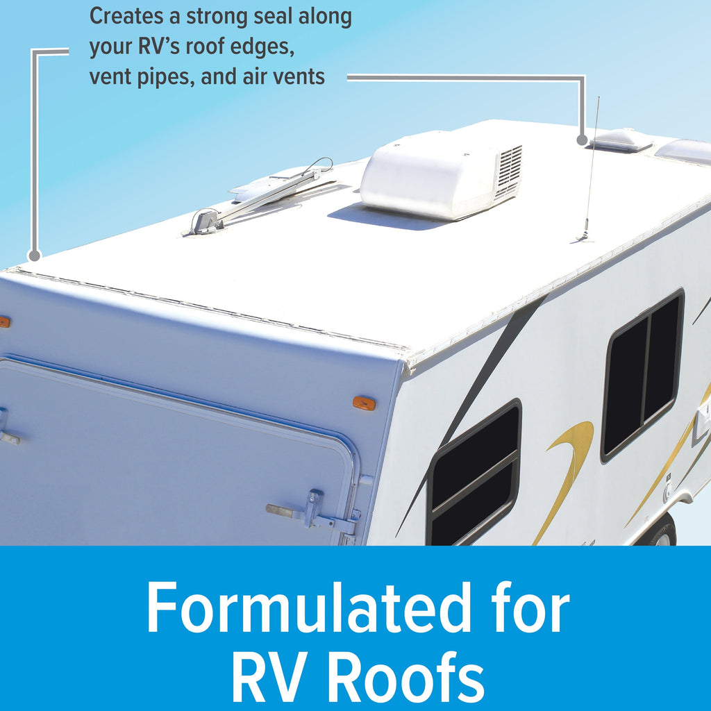 Camco Self-Leveling Camper/RV Roof Sealant | Made for EPDM Rubber, TPO, Fiberglass, and More | 10.1 Fl Oz, White (41464)