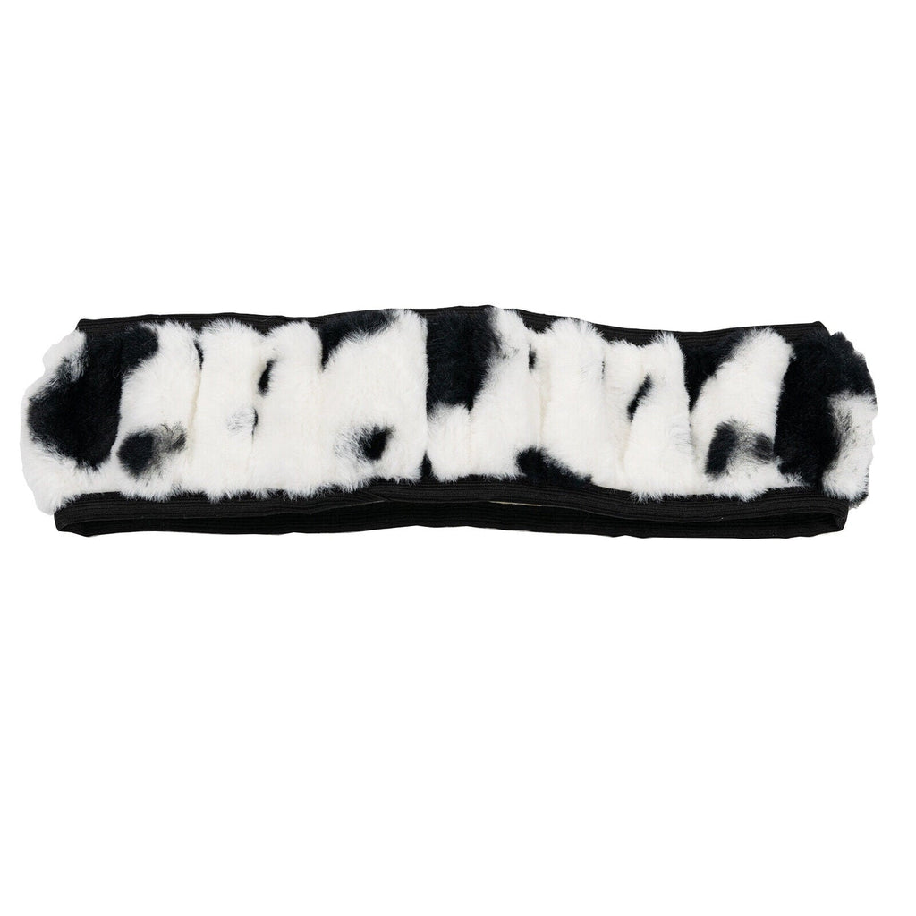 Cow Pattern Plush Car Steering Wheel Cover Protector Anti Slip Milk Cow Print Pattern Fuzzy Universal Fit For 14.5-15 Inches