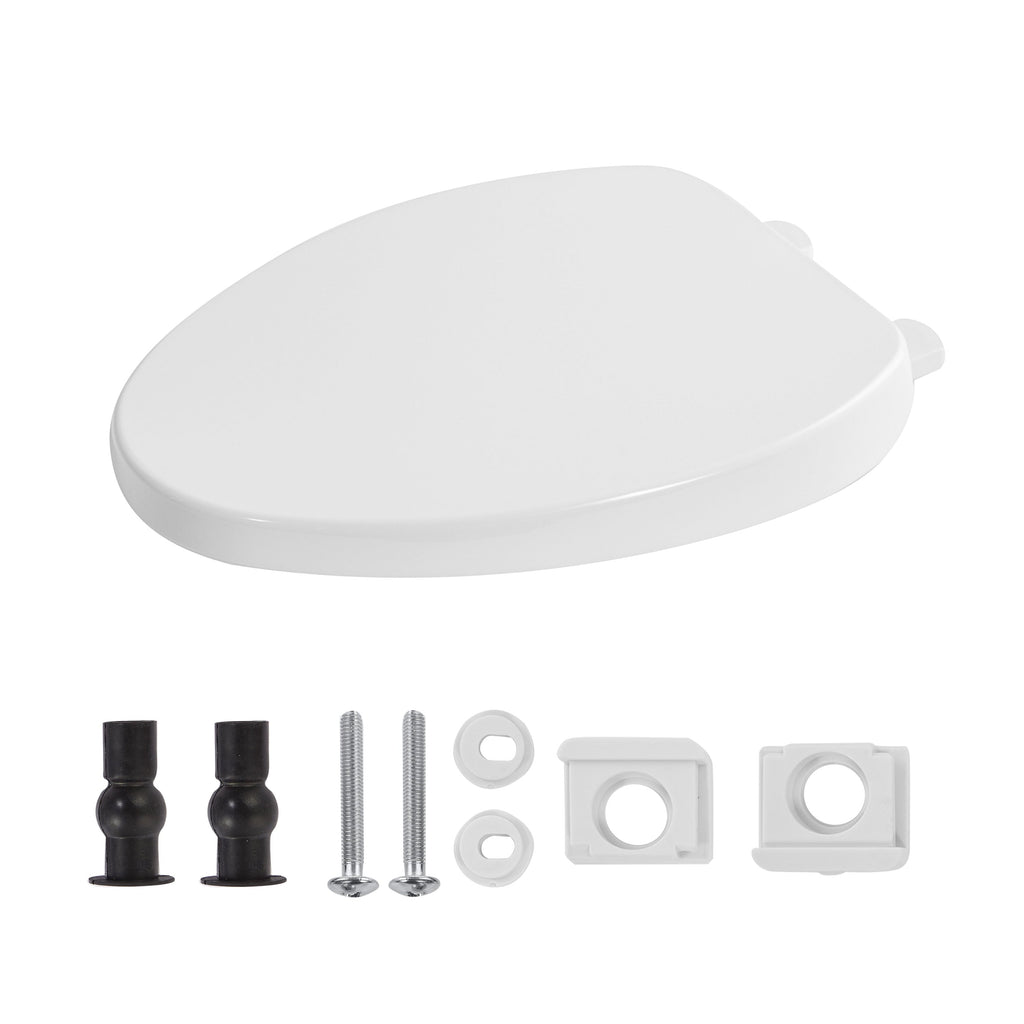 FBJ 400 Pound Slow Close Heavy Duty Oval Plastic Toilet Seat in White No Slam