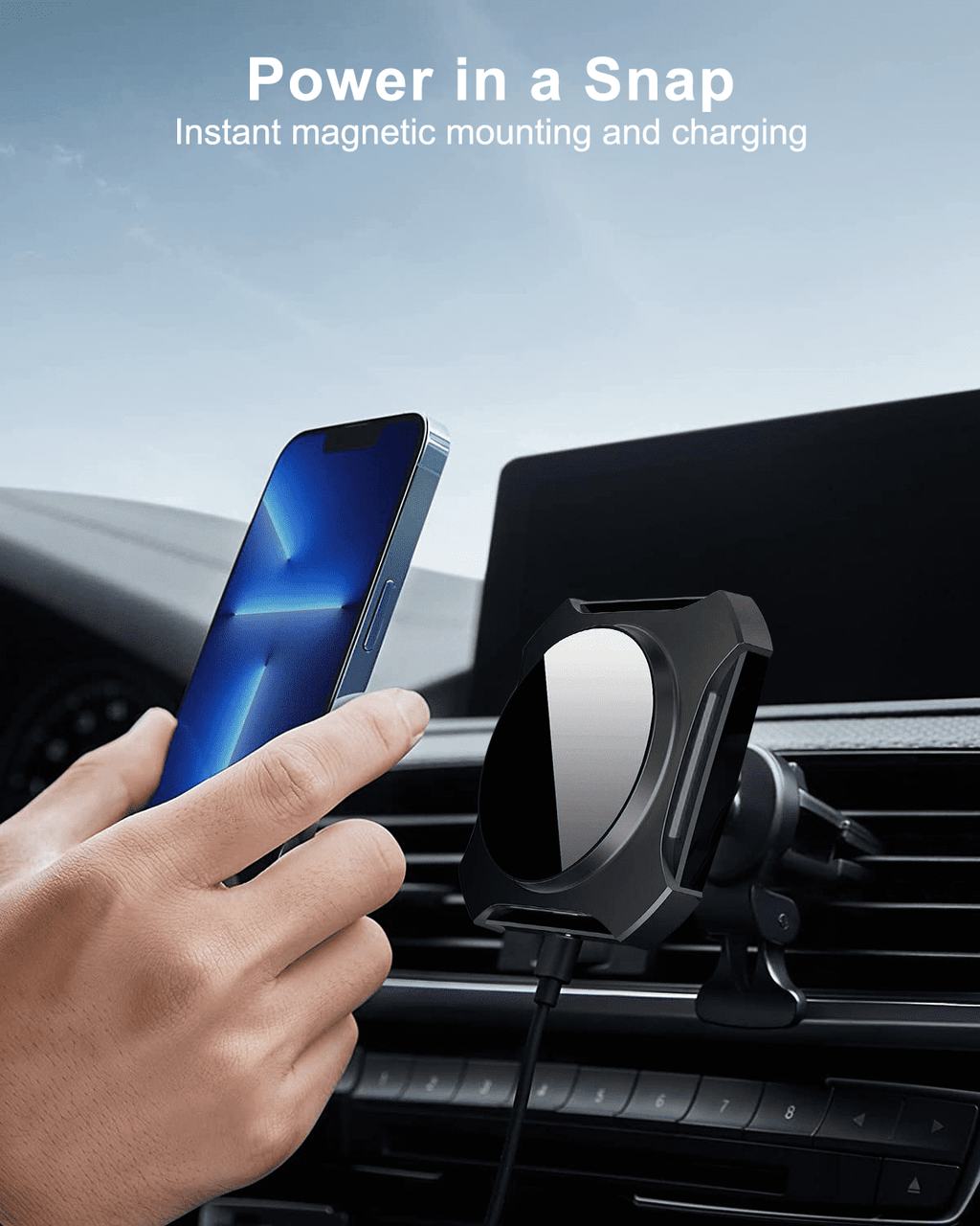 Magnetic Wireless Car Charger Mount: ETEPEHI Car Accessories Mag-safe Charger, Car Phone Holder Mount for iPhone 14/13/12 Pro/Pro Max/Mini, Black
