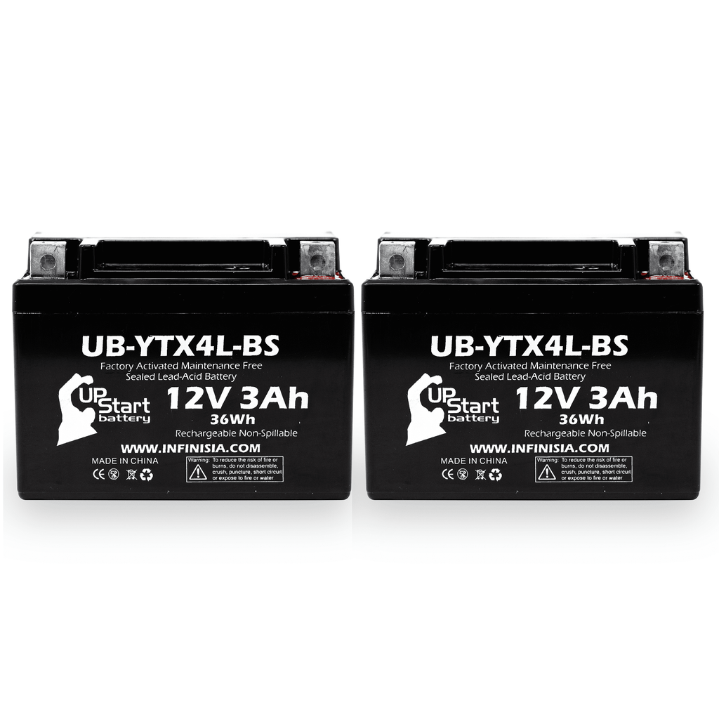 2-Pack Replacement 2011 Snapper All Walk Behind Mowers (Electric Start) CC Factory Activated, Maintenance Free, Riding Mower Battery - 12V, 3Ah, UB-YTX4L-BS
