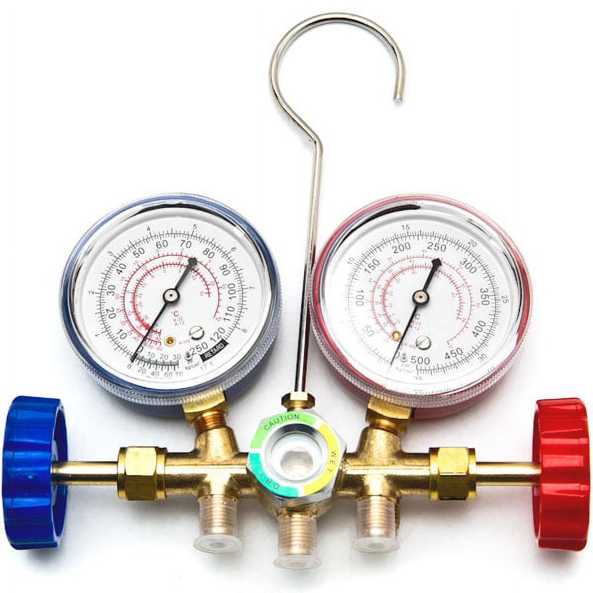 Biltek HVAC R12 R22 R502 A/C Diagnostic Manifold Gauge Kit w/ 3 Color 60" Charging Hose