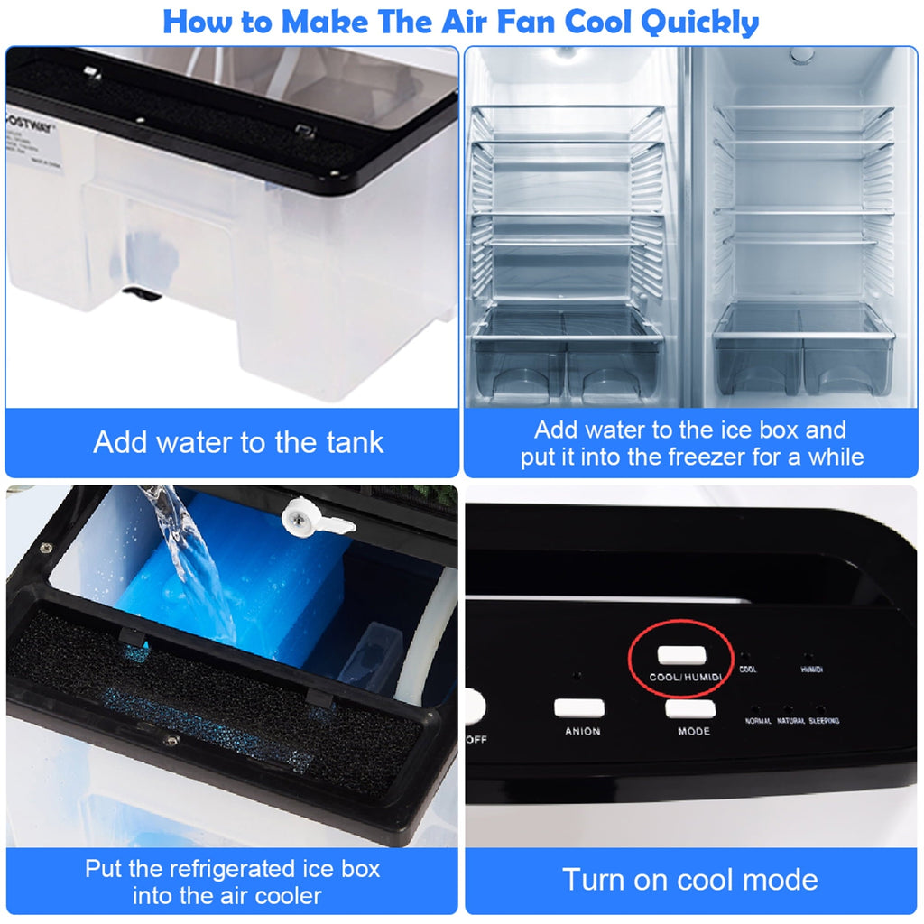 Gymax Evaporative Air Cooler Fan w/ 3 Modes and Speeds Home Office
