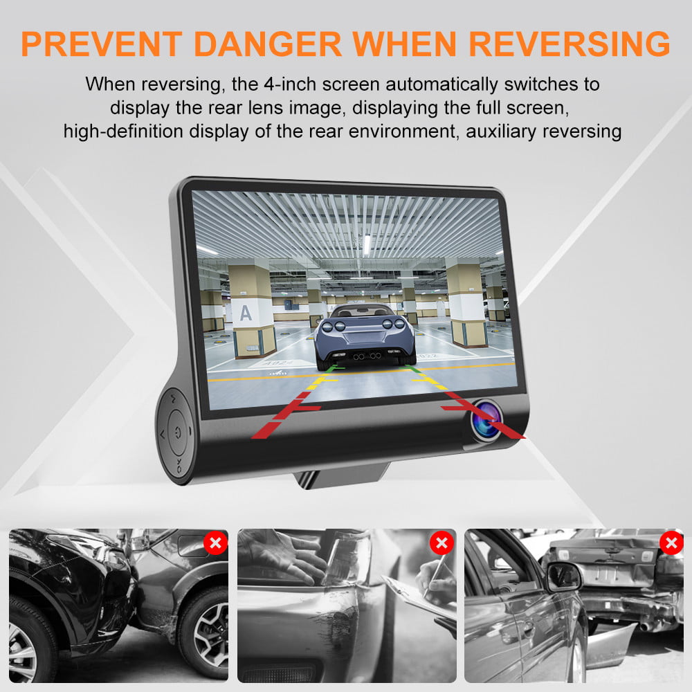 Dash Cam Front and Rear Dual Dashcam, 4 inch Touch-Screen Car Dashboard Camera Full HD 170°Wide Angle Backup DVR Recorder with Night Vision G-Sensor Parking Monitor Loop Recording Motion Detection