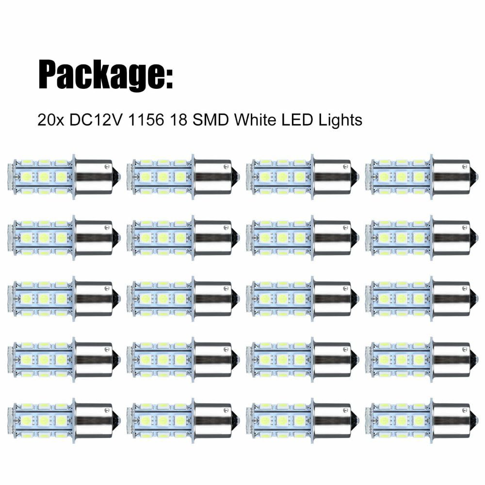 20 Pcs RV Interior LED Light Bulbs, EEEkit BA15S 1156 Bright 7506 1141 1003 13-SMD-5050 6000K, Pure White Replacement Lamps,for Car Rear Turn Signal Lights Interior RV Camper 12V