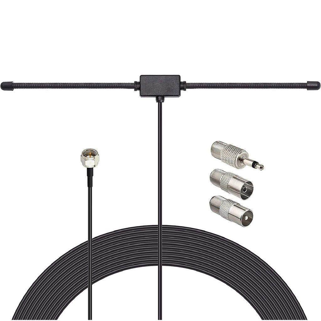 Eightwood FM Radio Antenna FM Dipole Antenna 10ft/3m RG174 Coaxial F-Type Plug Connector