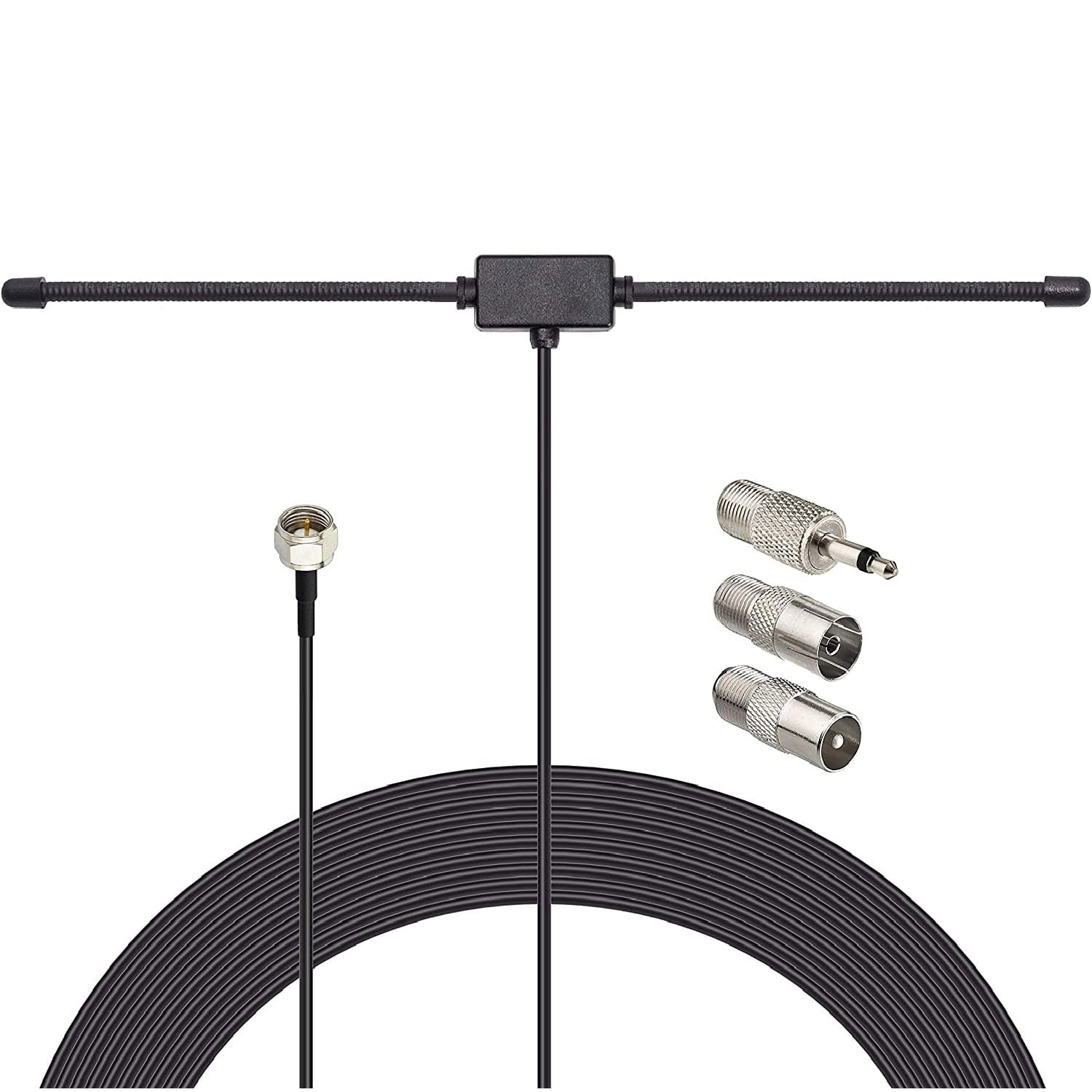 Eightwood FM Radio Antenna FM Dipole Antenna 10ft/3m RG174 Coaxial F-Type Plug Connector