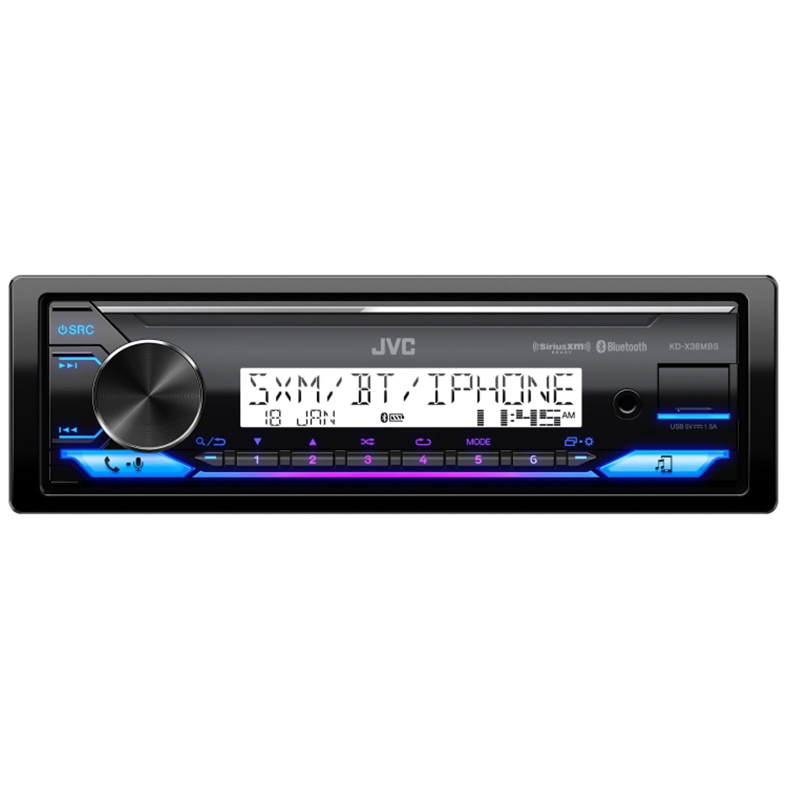 JVC KD-X38MBS Single DIN Marine MotorSports Bluetooth USB AUX LED AM/FM Radio Stereo SiriusXM Ready Amazon Alexa Receiver, Enrock Harley Davidson Single-DIN Stereo Installation Kit Fits, Antenna