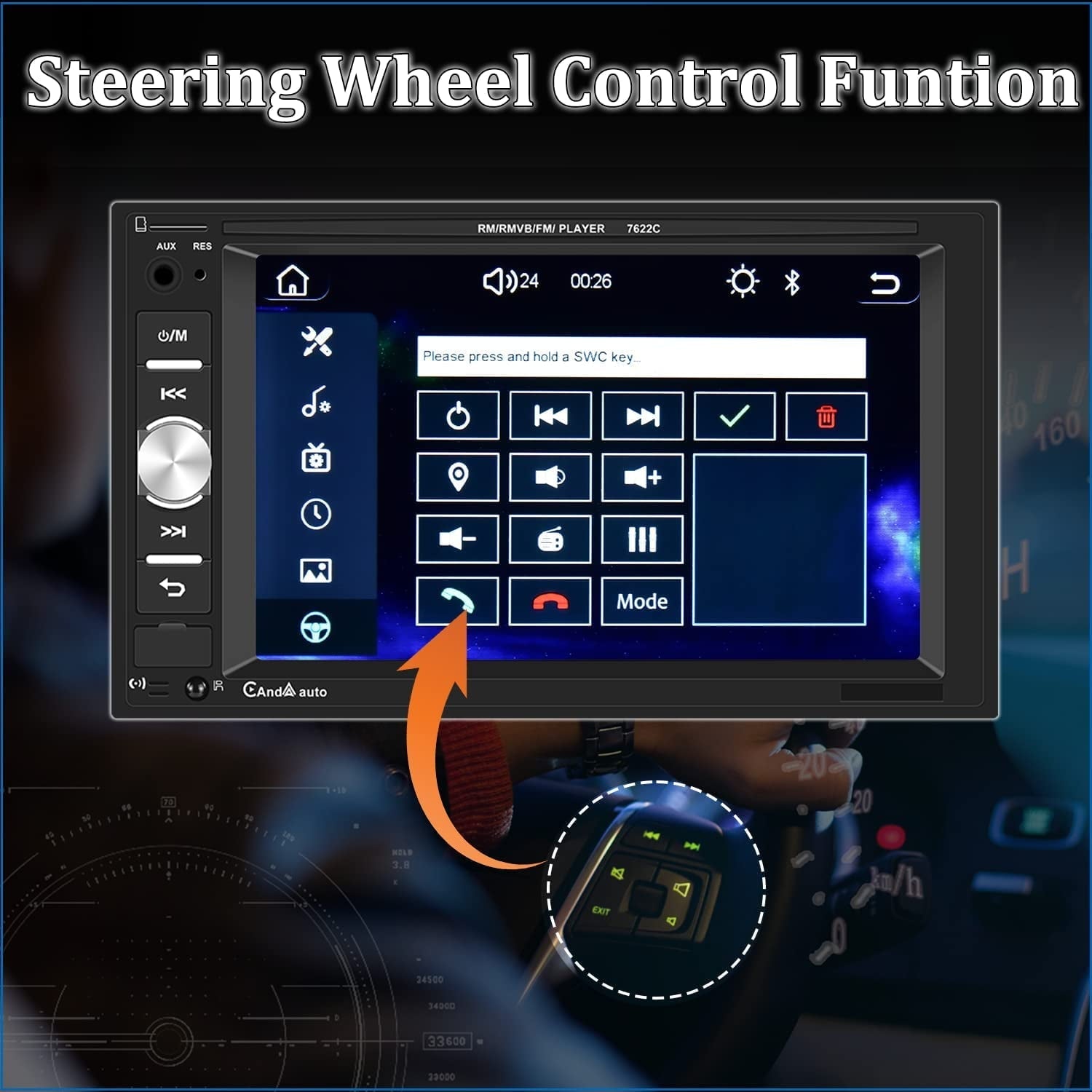 Podofo Double 2 Din 6.2'' Car Stereo Radio with Apple Carplay Android Auto HD Touch Screen Car MP5 Player Bluetooth Mirror Link USB,with Rearview Camera