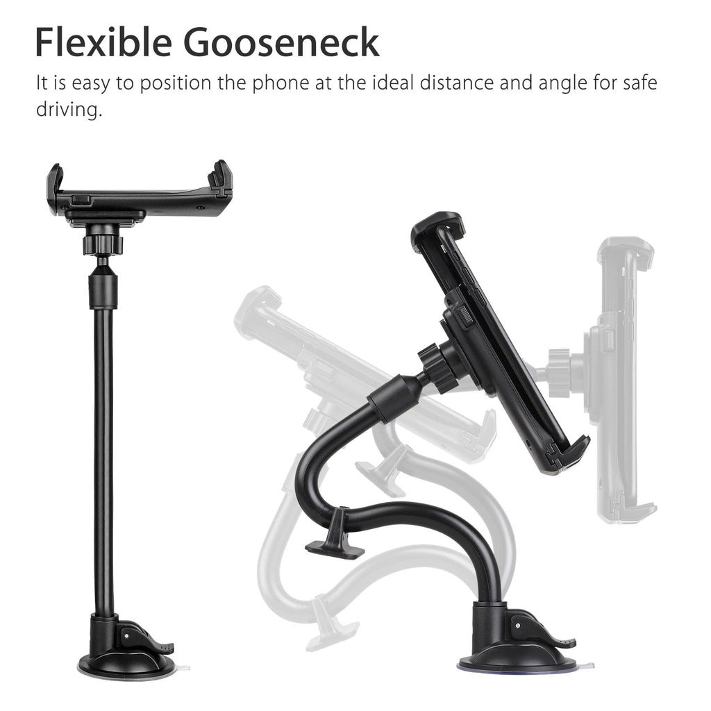 Tablet Car Mount Holder, TSV Long Arm Suction Cup Mount Stand Cradles for 4-12inch Tablet Cell Phone SUV Truck Vehicle Auto, Windshield Mount Holder, 360degree Rotating Hands-Free Navigation