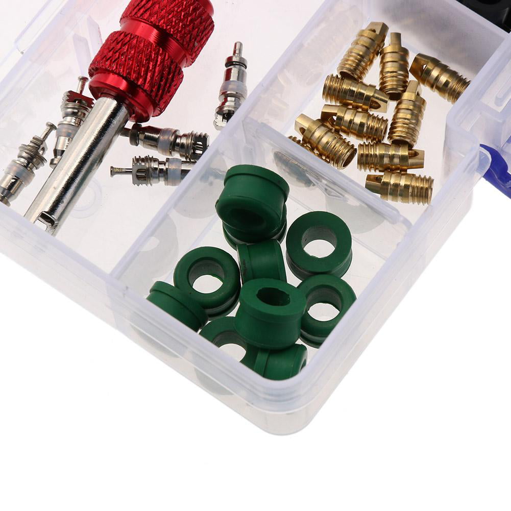 Ltesdtraw 71pcs/set A/C Rubber Gasket+ AC Valve Core+ Remover Tool Assortment Kit