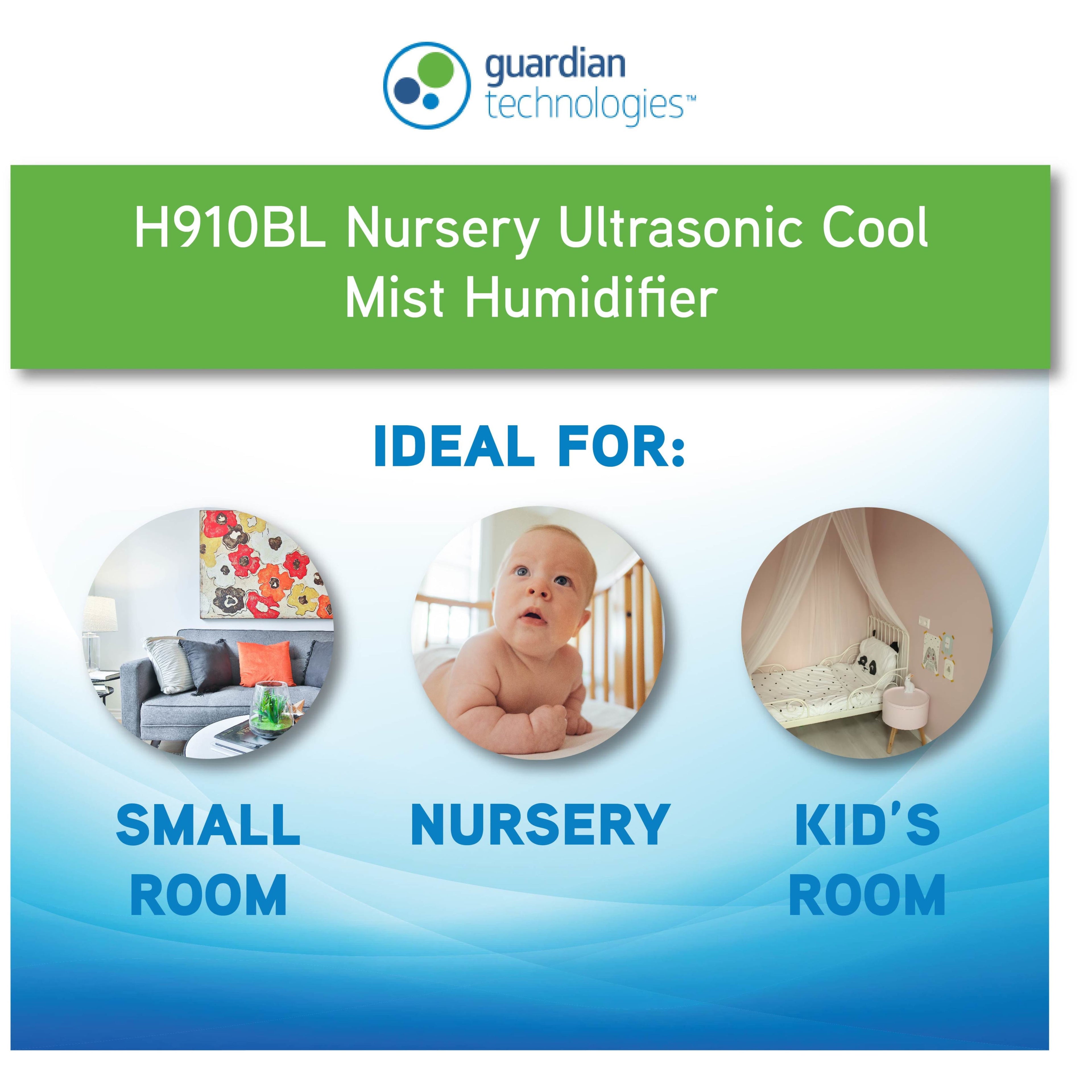 Pure Guardian 14-Hour 0.21 Gallon Cool Mist Ultrasonic Humidifier with Nightlight, H910BL